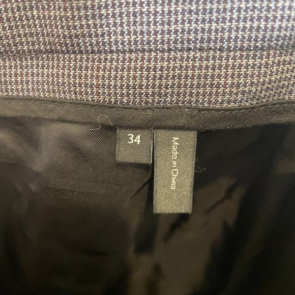 Theory Men's Curtis Regent Fit Pants Gray Houndstooth Straight Leg Wool 34 - Picture 4 of 6